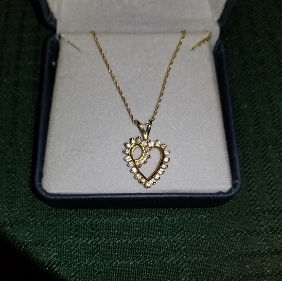 14k gold necklace with 14 diamonds - Picture 2 of 2